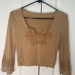 Khaki-colored hippie-inspired top